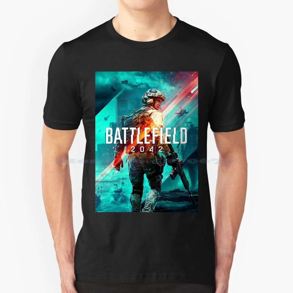 Battlefield 2042 4K Poster T Shirt 100% Cotone Tee Fan Art Fanart Gaming War Style Battlefield 2042 Ritorno A Scuola Battlefield