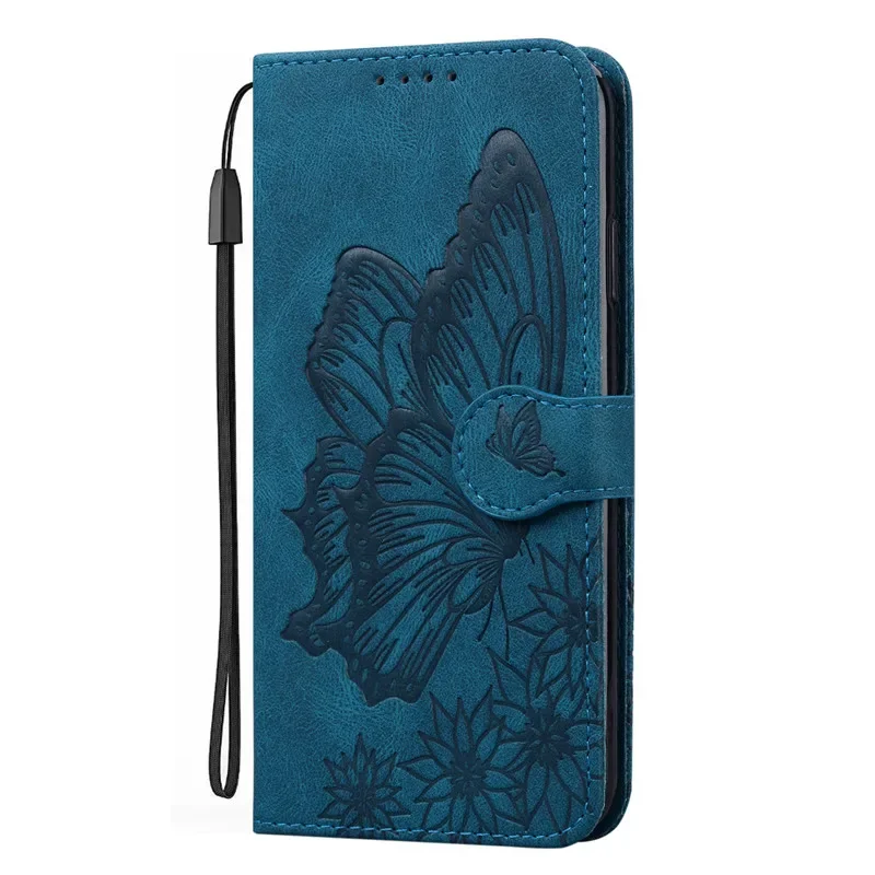 Elegant Butterfly Leather Phone Case with Card Holder and Wallet功能