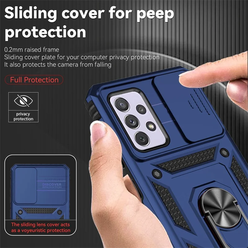 Shockproof Slide Camera Armor Case with Car Magnetic Holder Ring for Smartphone Protection