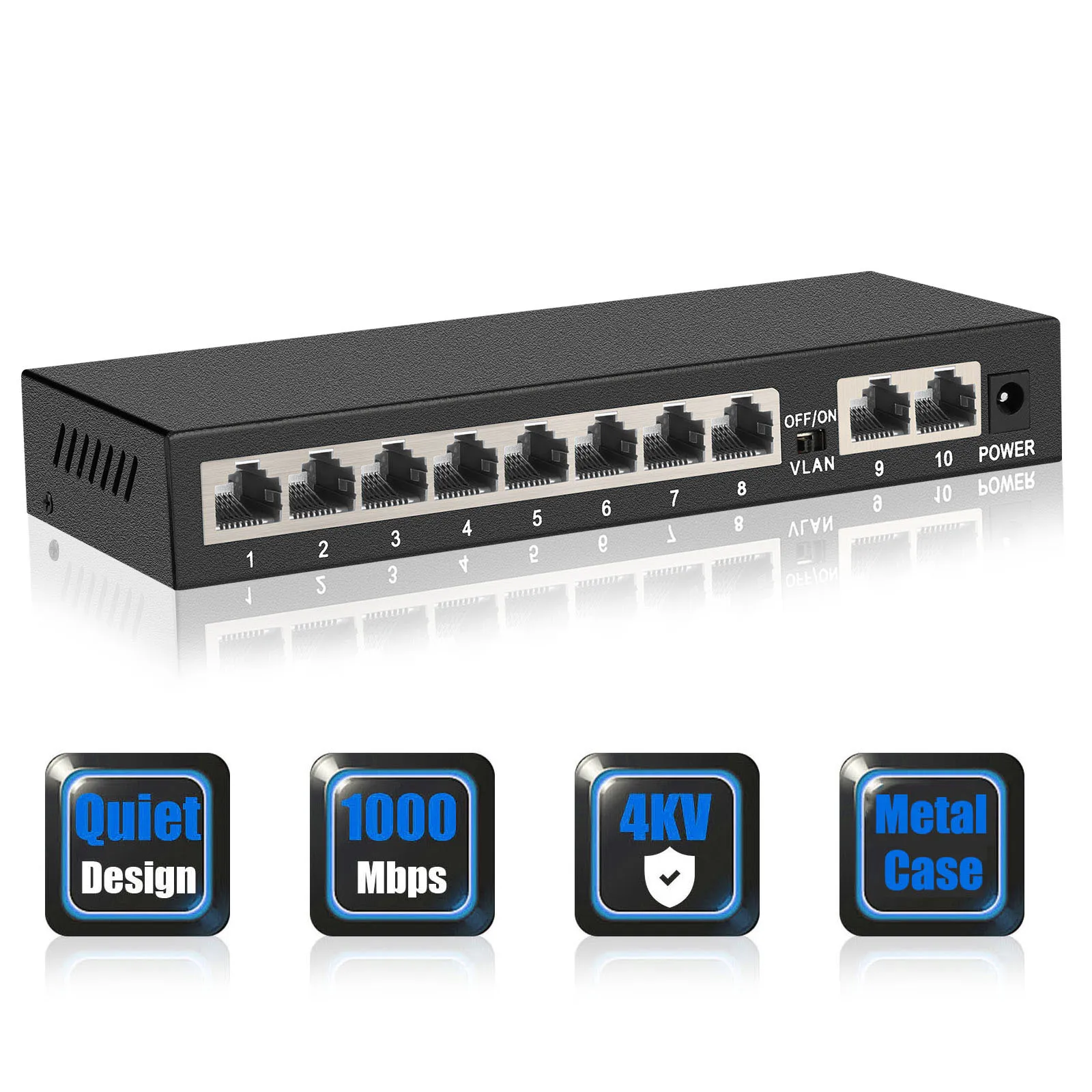 Portas Switch Ethernet Rápido 1000mbps Switch de Rede para Câmera ip Vigilância Voip Telefone Aplicativo sem Fio 10 - Imagem 3