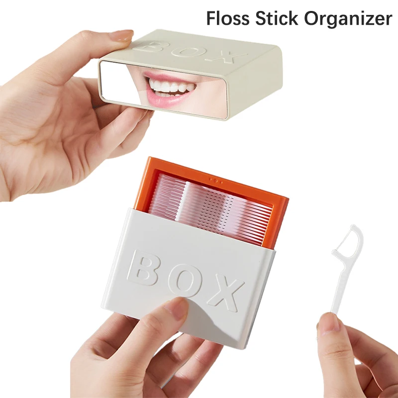 

Automatic Floss Stick Organizer Mini Portable Toothpick Storage Organizer Box Multipurpose Outdoor Travel Dental Floss Stick