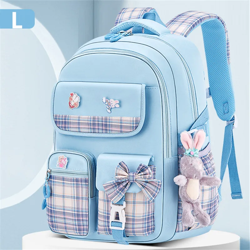 With Rabbit Pendant For Girls Orthopaedics Kids Backpack Kawaii Waterproof School bag Primary Bow Knot Schoolbag mochilas BOOK 2
