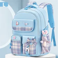 With Rabbit Pendant For Girls Orthopaedics Kids Backpack Kawaii Waterproof School bag Primary Bow Knot Schoolbag mochilas BOOK 2
