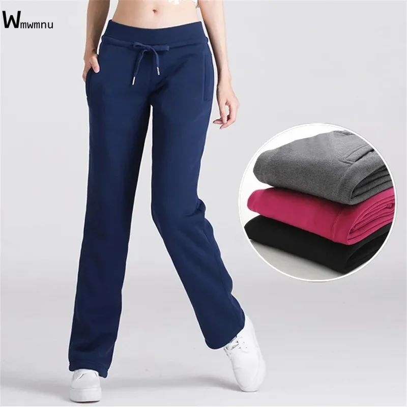 

Winter Warm Plus Velvet soft Sweatpants Women Plus Size Cotton Pants Casual High Waist Pant Fashion Drawstring Straight Trousers