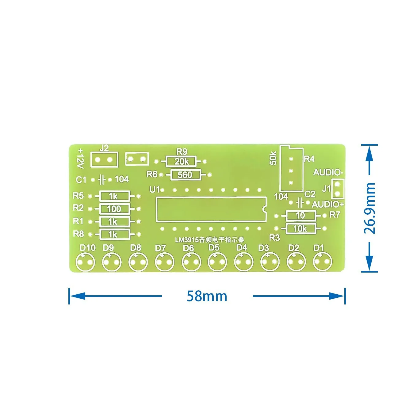 LM3915 Sound-Spektrum DIY Kit – 10 LEDs, 9–12V, Für Audioprojekte & Lötübungen