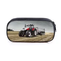 Cool Excavator Tractor Print Cosmetic Case Play with Farm Tractor Pencil Box for Teenager Storage Stationary Bag School Cases 2