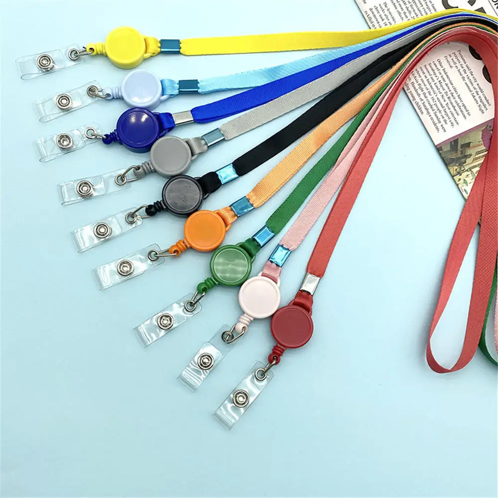 

9 Color Badges Holder Retractable Lanyard Id Lanyard Name Tag Card Badge Holder Reels Chain Clips Hanging Rope Keychain Necklace