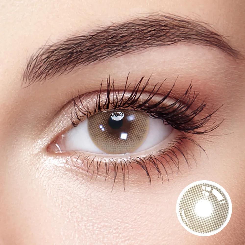 Kilala Amber Brown Colored Contact Lenses Half-Yearly Colored Contacts Hyaluronic Acid (1pair/2pcs) Power: 0.00 ~ -8.00
