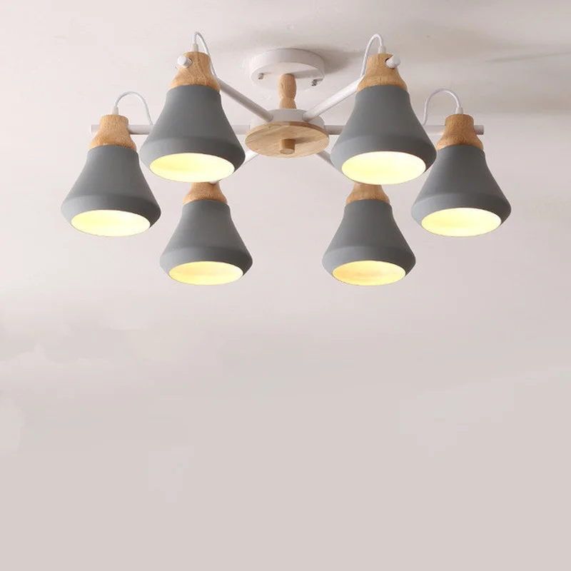 

Lustre Wooden Chandelier For Living Room Iron Lampshade LED Chandelier Lighting Lustres Para Sala De Jantar Home Lamp