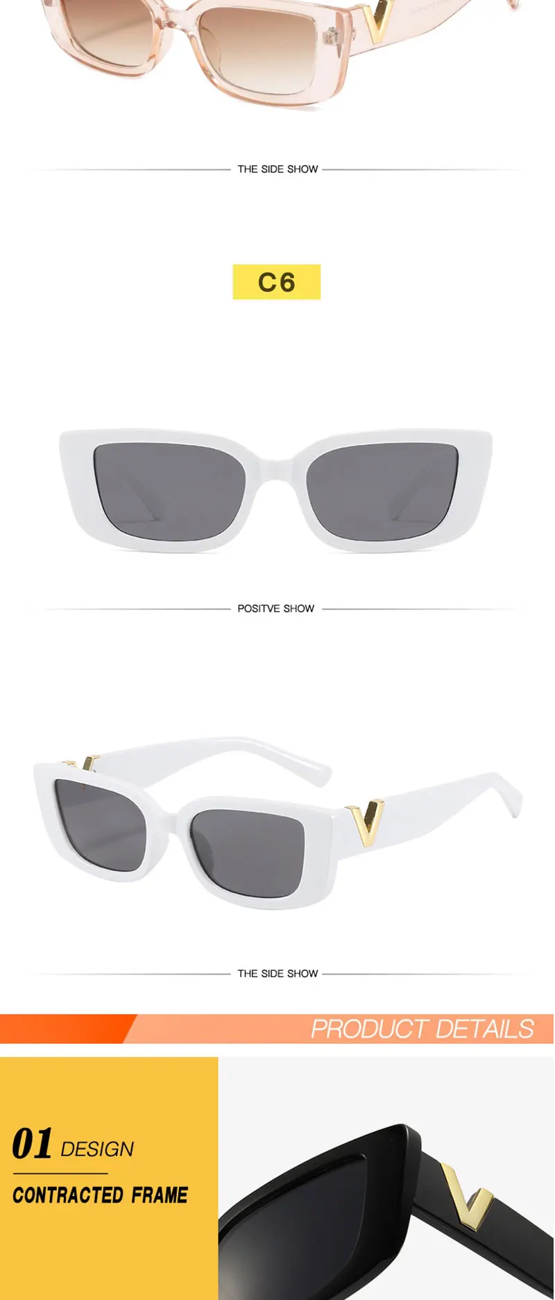 Square Sunglasses For Women Vintage Rectangle Frames Uv Protection_voghion.com
