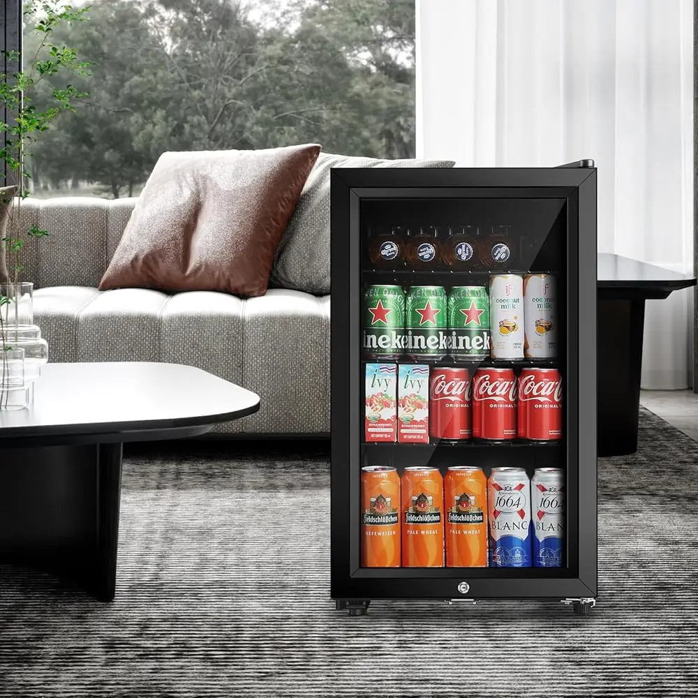 Beverage Refrigerator, 2.3Cu.Ft Mini Fridge With Double Glass Door, Cooler For Soda, Beer Or Wine For Home, Office Or Bar With 6 Beverage Refrigerator, 2.3Cu.Ft Mini Fridge With Double Glass Door, Cooler For Soda, Beer Or Wine For Home, Office Or Bar With 6