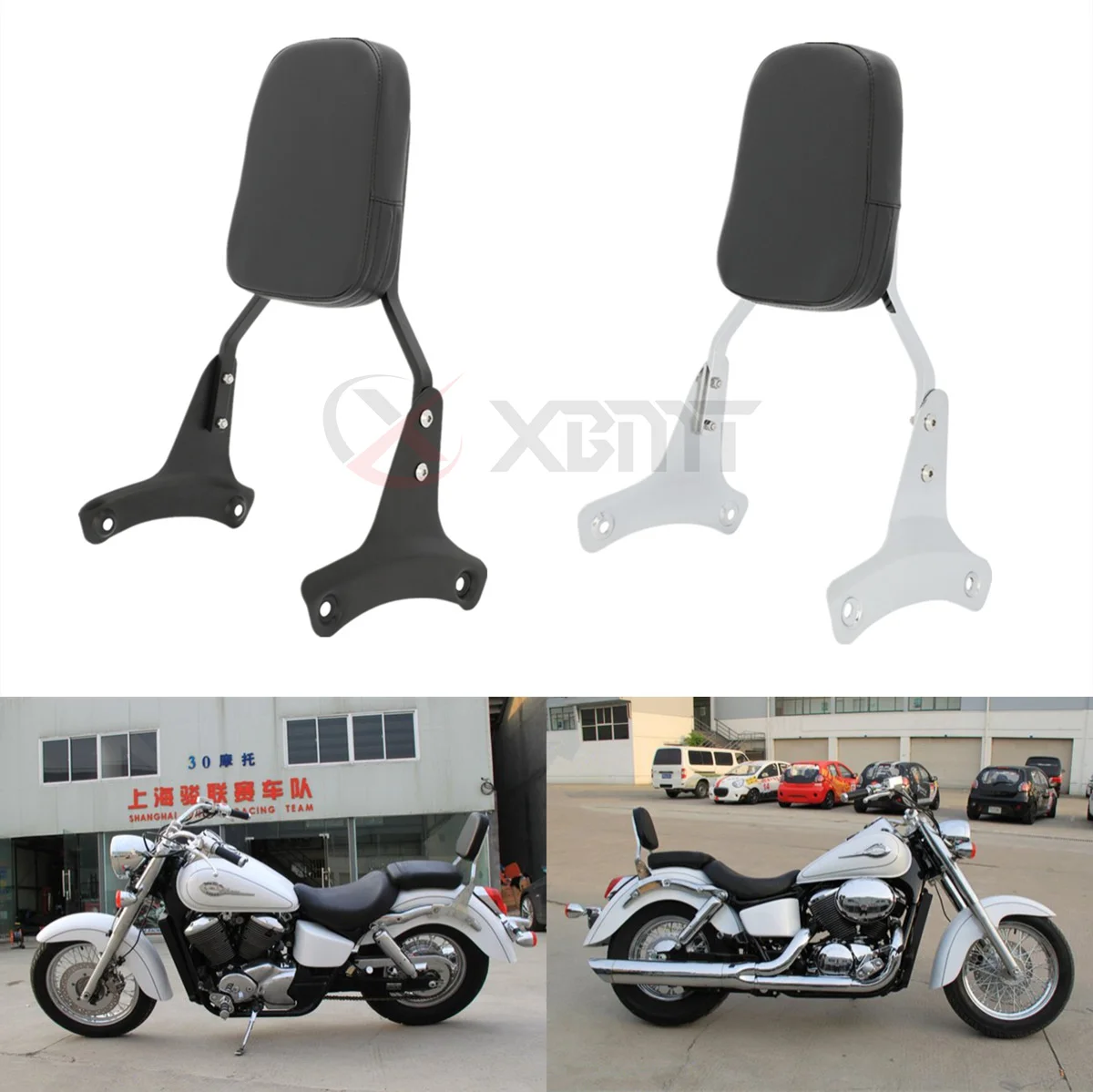VT400 Krator Sissy Bar Backrest Motorcycle Passenger Seat Pad Compatible with 1997-1999 Honda Shadow ACE 400 