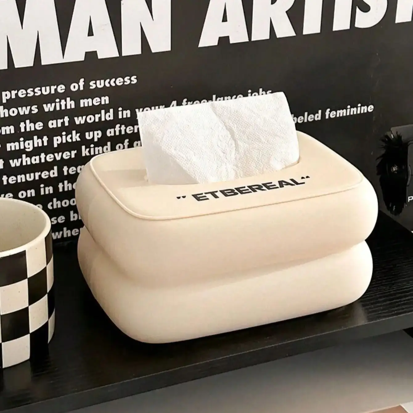 1pc simple cream style cute multifunctional spring desktop tissue paper box 6