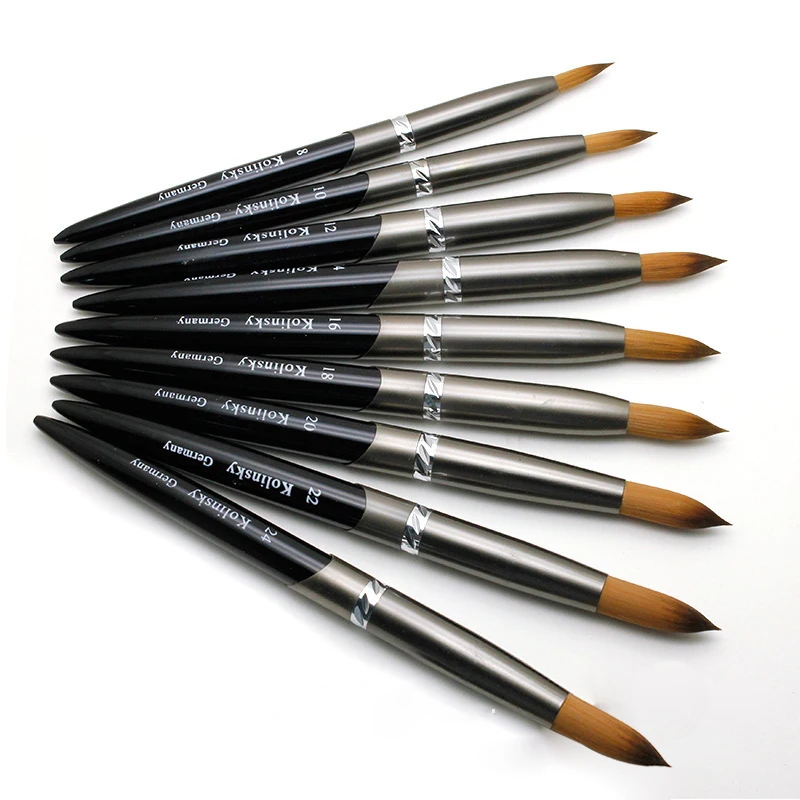 Aokitec Kolinsky Acrylic Nail BrushBlack UV Polish Nail Art Extension Pen Drawing Brushes Modle 08-22/06-14 6