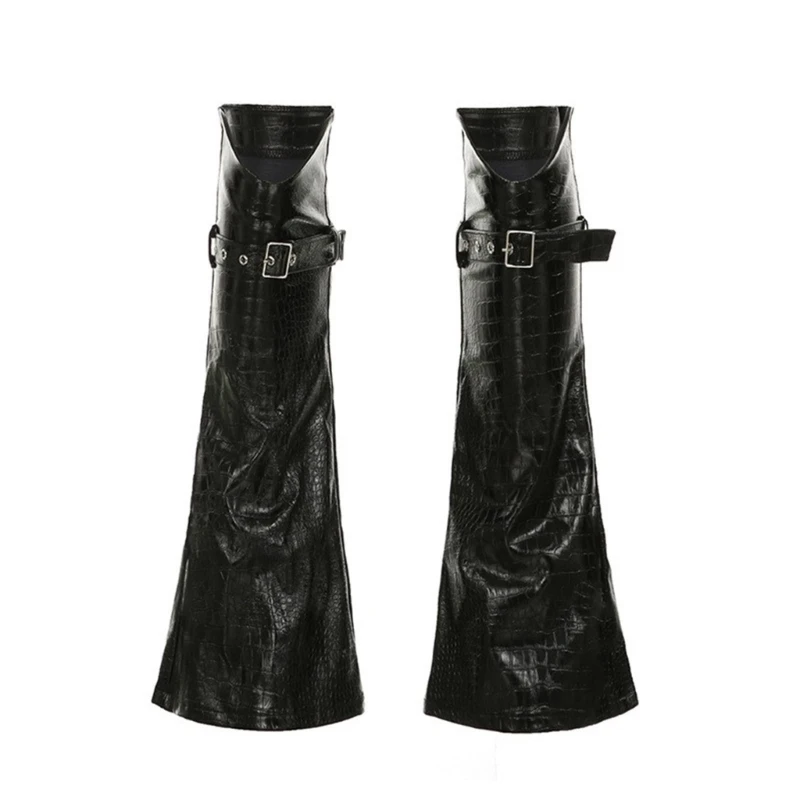 Harajuku Leather Leg Warmers Gothic Punk Buckle Leg Sleeves Middle Tube Socks