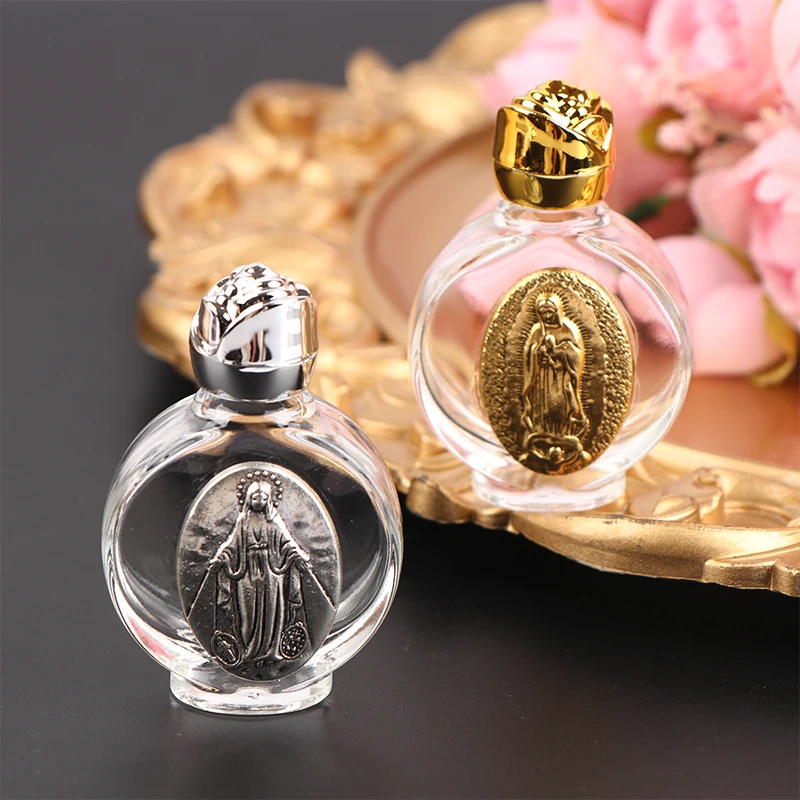 1Pc Holy Water Jesus Bottle Religious Cross Bottle Christian Virgin Sculpture Holy Water