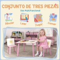 Aiyaplay Table et chaises pour enfants 3 pièces en bois de pin 60X60X44 cm 5