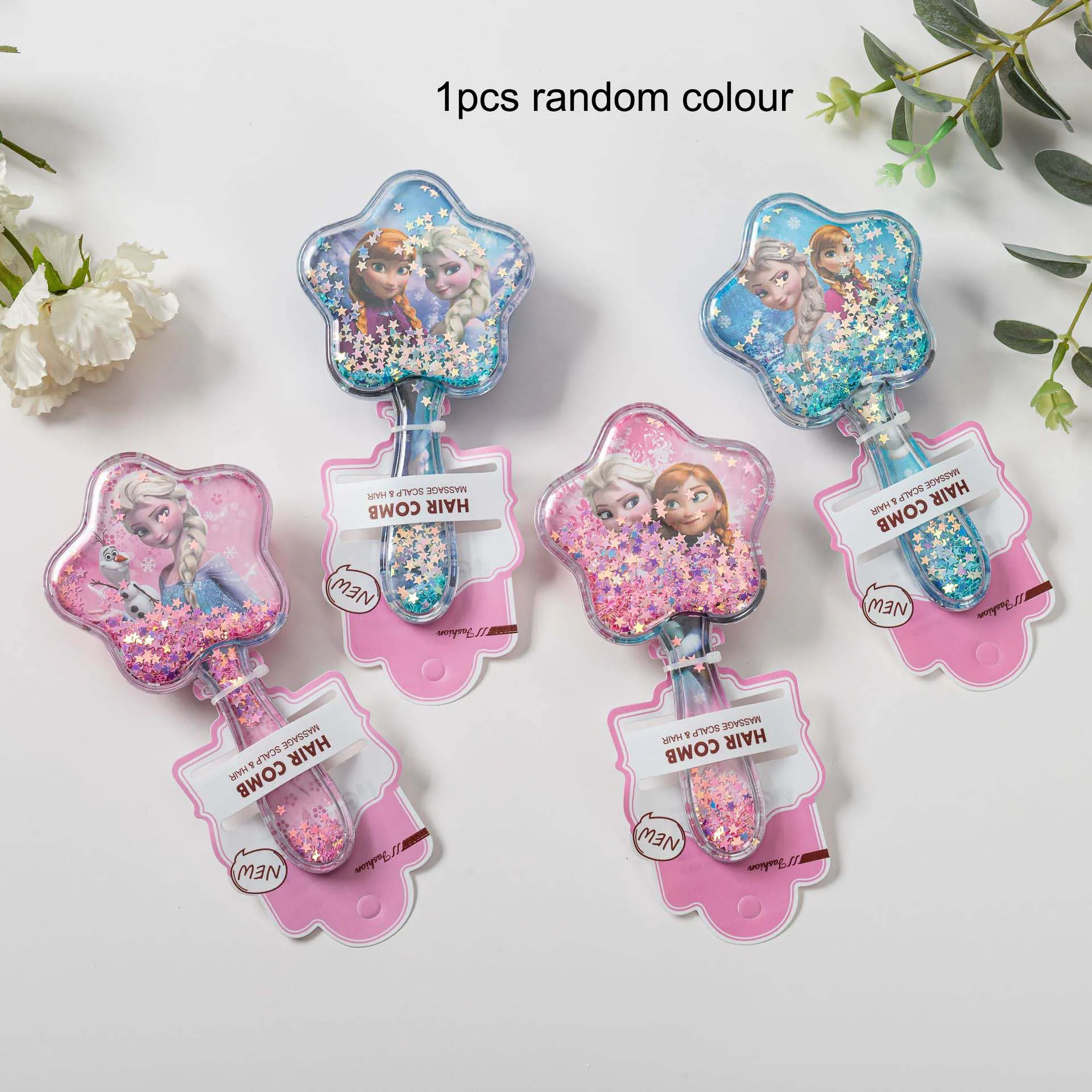 thumbnail image 1 of Peines de masaje con cojín de aire de Disney Frozen, Elsa, Minnie y Mickey Mouse, peines para niños, cepillos para el cabello, herramienta de peluquería, regalo de Navidad para niñas, 1 of 5
