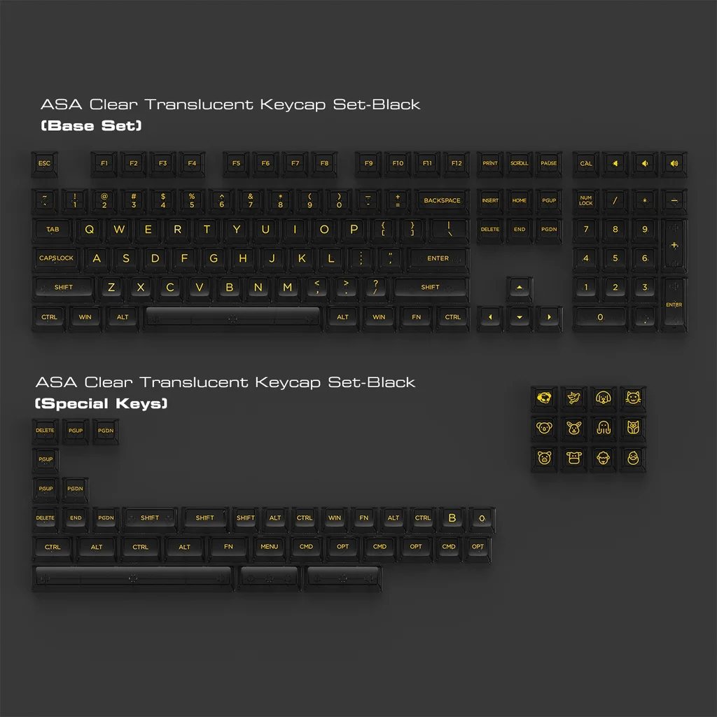 Akko Asa-transparente Backlit Keycaps Conjunto para Teclado Mecânico Clear Keycap Layout Ansi 61 87 104 108 mx Switches 155 Key - Imagem 2