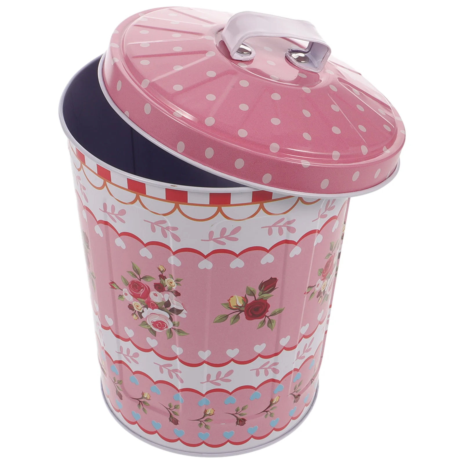

Tinplate Storage Bucket Gift Case with Lid Mini Trash Can Packing Box Metal Jar Wide Mouth Jars Cookie Container