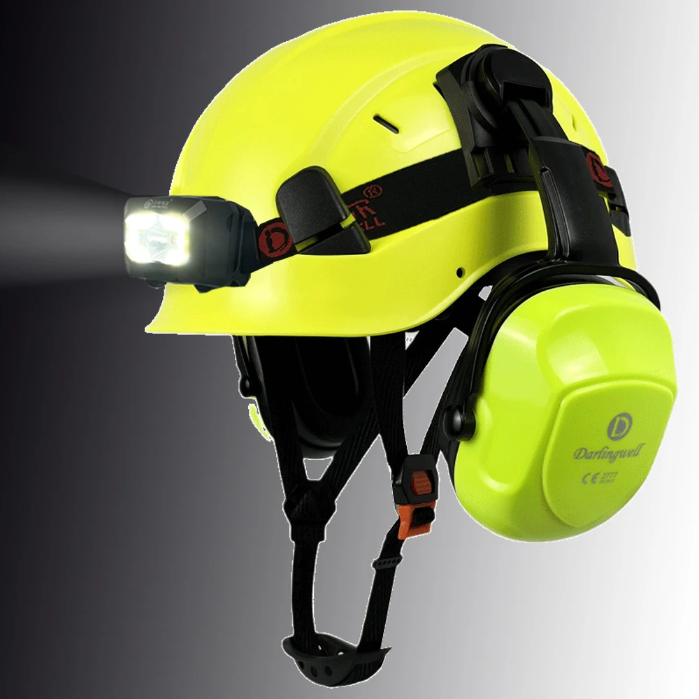 ConstructionSafetyHelmetForEngineerWithLedLightEarmuffsEar