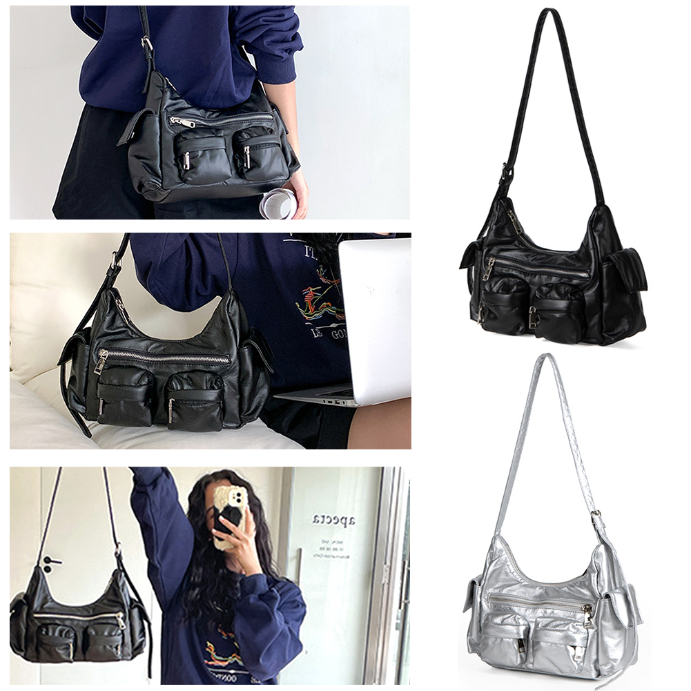 Women Leather Tote Handbag Soft PU Satchel Sling Bag Large Capacity Multi-Pocket Purse Crossbody Hobo Bag Girl Stylish Purse