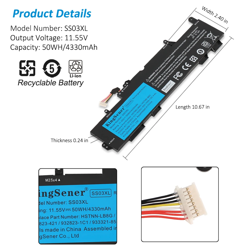 Kingsener-bateria do Portátil para hp Elitebook Ss03xl 730 735 740 745 755 830 840 846 g5 Zbook 14u g5 Hsn-i12c Hsn-i13c5 - Imagem 2