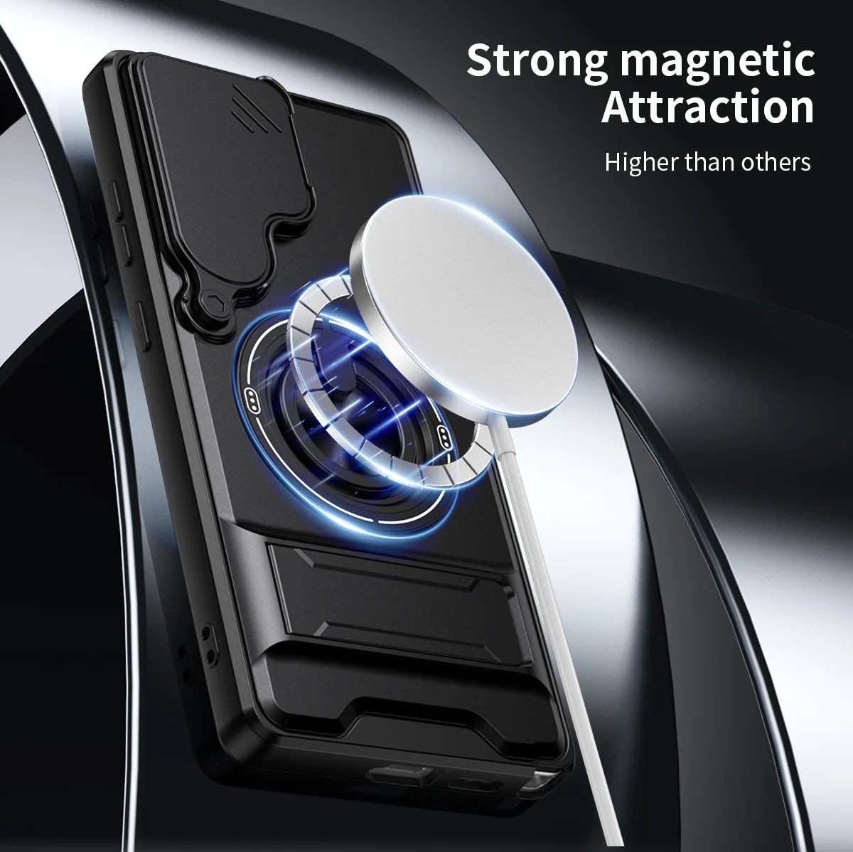 Frosted Invisible Bracket Slide Camera Case with Magsafe Wireless Charging