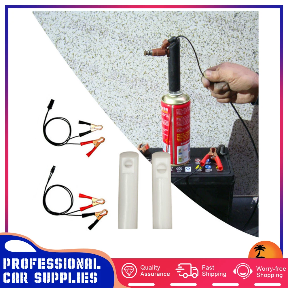 

2PC Vehicle Fuel Injector Flush Cleaner Adapter Manual Fuel Injectors Wash Cleaning Tool with 2 Nozzles Car Accessories DC12-24V
