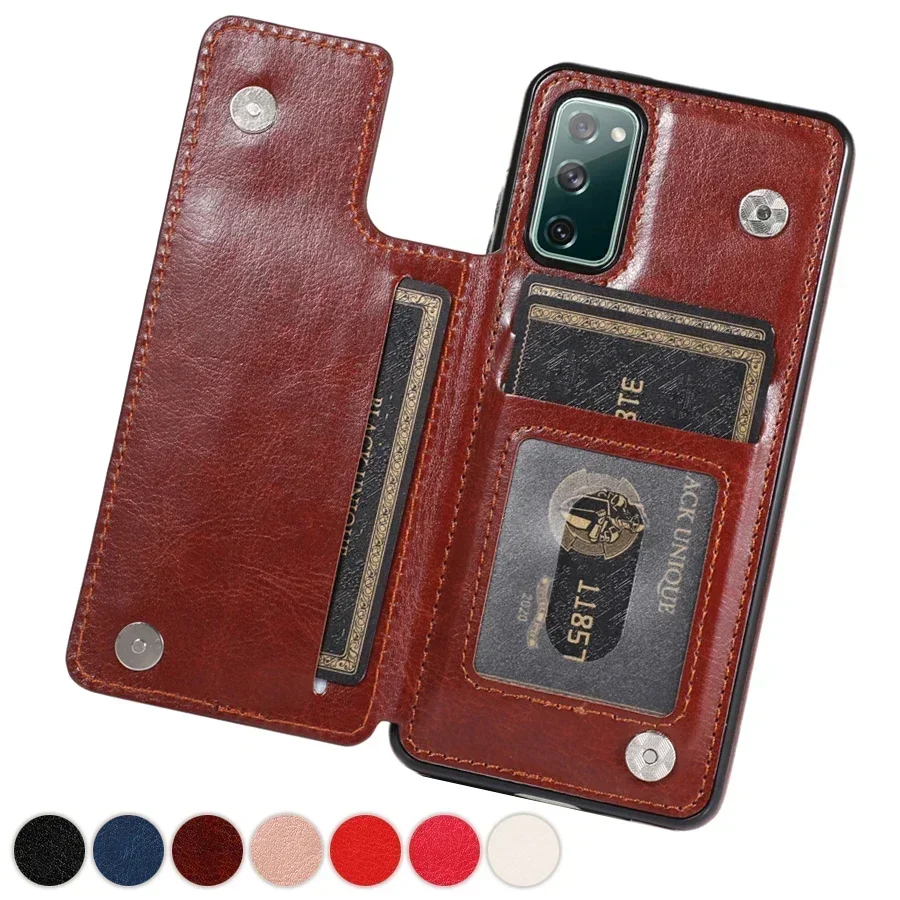 Elegant Double Button Flip PU Leather Wallet Case with Card Slots and Enhanced Protection