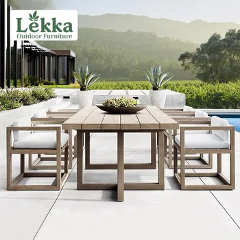 Combinazione di tavolo e sedia in teak per esterni personalizzati Cortile Villa all'aperto Mobili da giardino Alloggio in famiglia Legno massello impermeabile 1