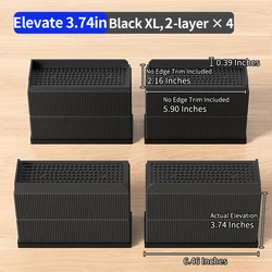 Adjustable Furniture Risers (4 - Pack) - Stackable, Moisture - Resistant Height Elevation Blocks (Black Rect.XL 4pcs)