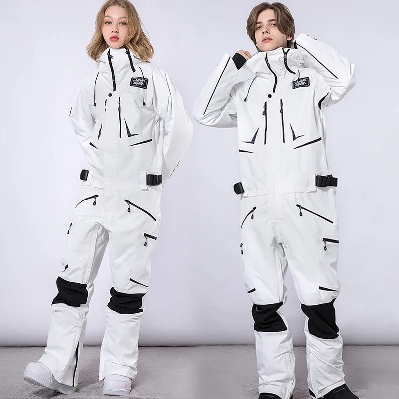 New Winter One Piece Snowsuit Men Outdoor Waterproof Warm Ski Jumpsuit Woman Windproof Mountain Snowboard Female Clothes