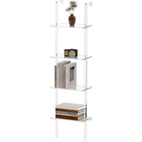 Bookcase Modern Storage Shelf Small Acrylic Ladder Bookshelf Librero 4-Tier Clear Wall Mounted Book Shelf for Small Spaces 59 1