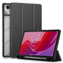 Sleek Leather Folio with Pen Holder for Lenovo Tab M11 (Black)