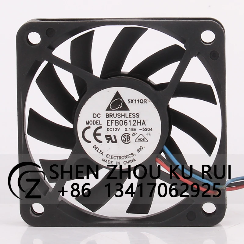 

EFB0612HA Case Cooling Fan for DELTA 24V 48V DC12V 0.18A EC AC 1.44W 60X60X10MM 6CM 6010 Large Air Volume Ultra Thin CPU Fan
