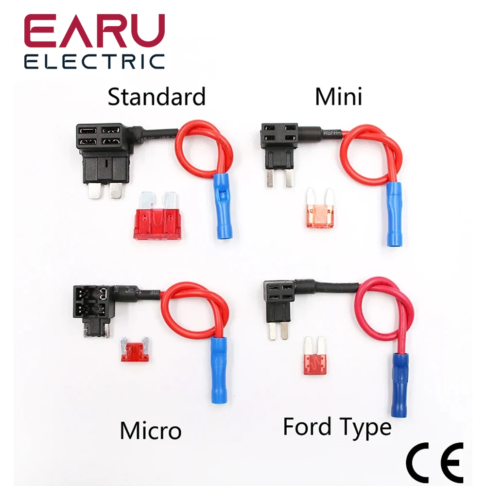 Car Fuse Holder Fuse Holder Fuse Adapter Holder 12V Add-a-circuit TAP Adapter Micro Mini Standard Ford ATM APM Blade Auto with 10A Blade