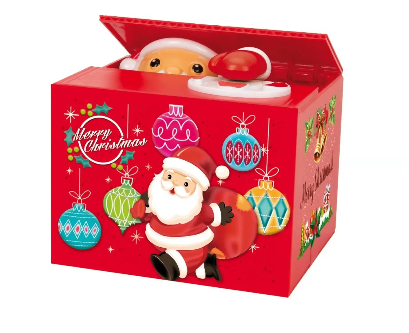 Peradix Stealing Coin Santa Claus Box Piggy Bank English Speaking Christmas Song for All Kids 