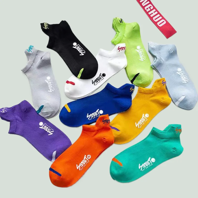 

10 Pairs High Qualityh Men's Sports Socks Fashion Breathable Street Fashion Sport Deodorant Running Socks Men Casual Boat Socks