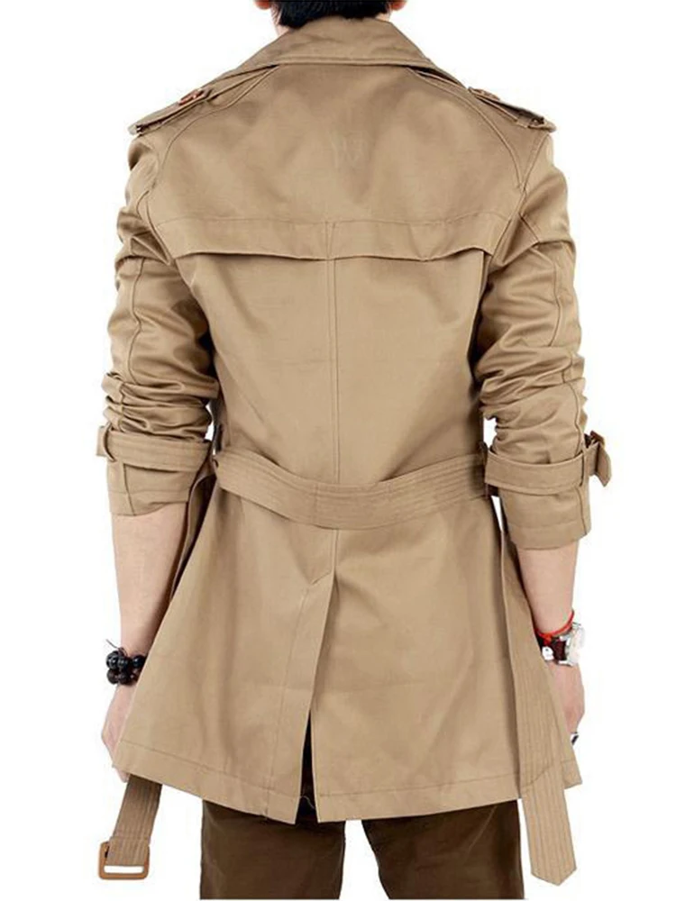 Aelegantmis Black Trench Coat Men Casual Slim Long Men's Coats Autumn Double-breasted Trench Male Windbreaker Fashion