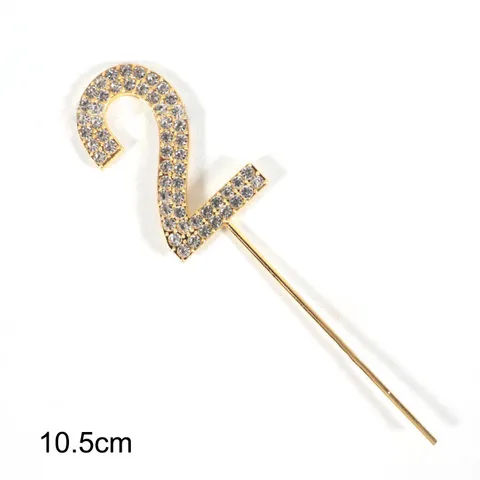 Digital Card Birthday Decoration Wedding Dessert Decor Gold/Silver for Baby Shower Cake Top Flag Glitter Alloy