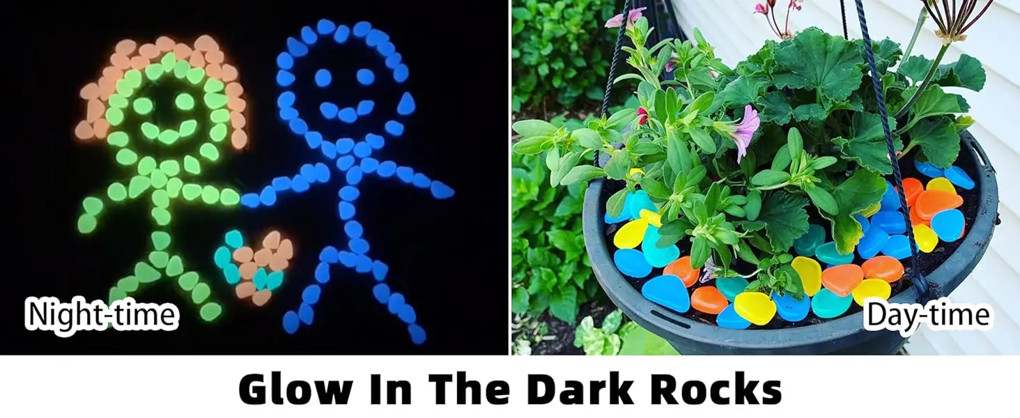 Description Picture 2 of itemGlow Pebbles, 500 Pcs Multicolor Blue and Green Glowing Rocks For Outdoor Decor, Garden Lawn Yard, Aquarium, Walkway, Fish Tank