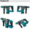 26mm Brushless Rotary Electric Hammer SDS Plus Cordless Hammer Drill 2 Modes Drilling and Chiseling Tool for Makita 18V Battery 2