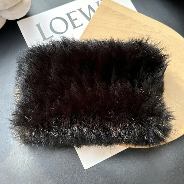 Women Handmade Stretch 100% Real Rabbit Fur Scarf Knit Genuine Rex Rabbit Fur Headbands Girls Natural Rabbit Fur Ring Scarves