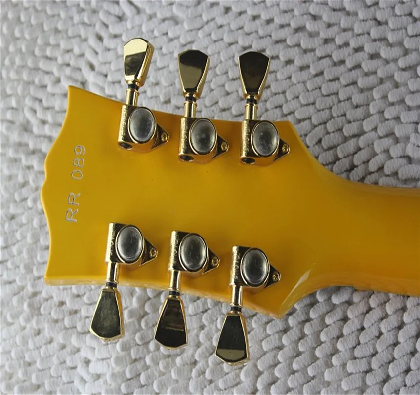 Randy Rhoads Signature LP Shop Ebony Fingerboard Yellow Electric Guitar Frets Binding with golden Hardware