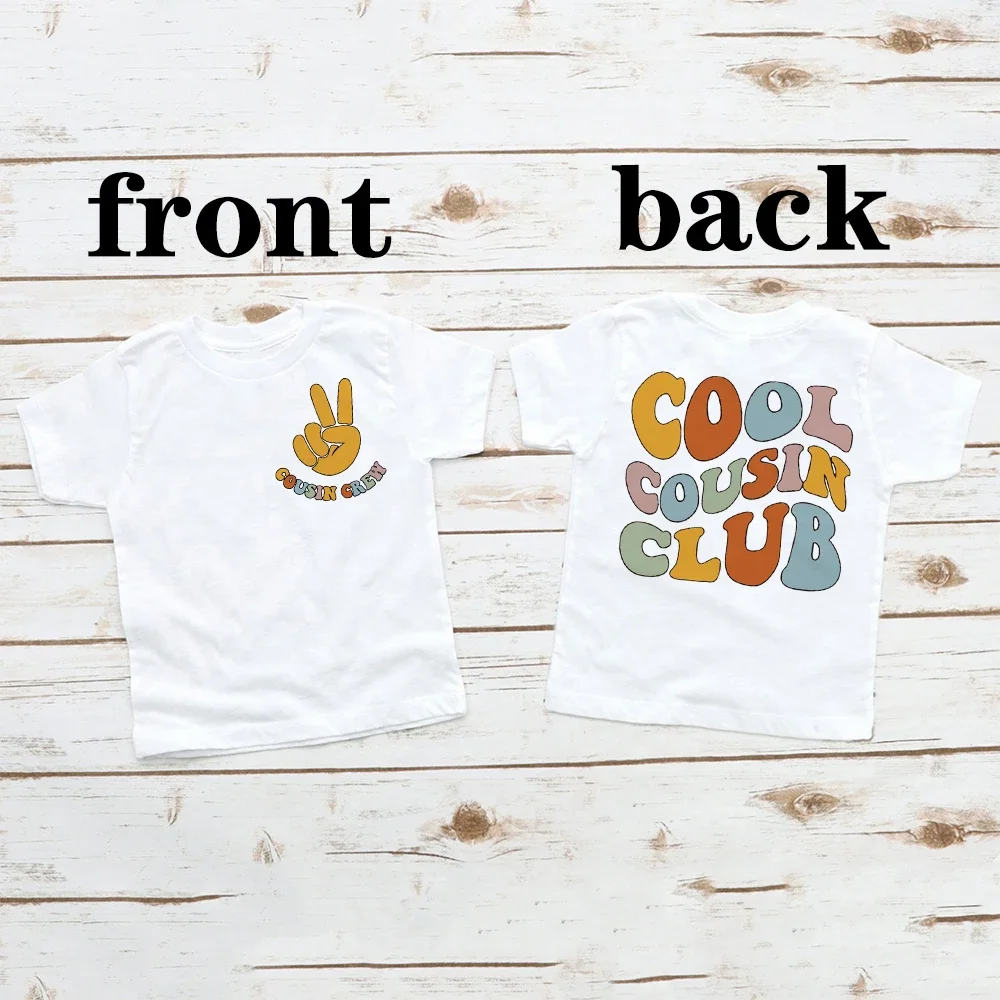 Cool Cousin Club Print Child Shirt New Cousin Birthday Shower Party Outfit T-shirt Family Reunion Kids Tee Boys Girls Retro Tops 4