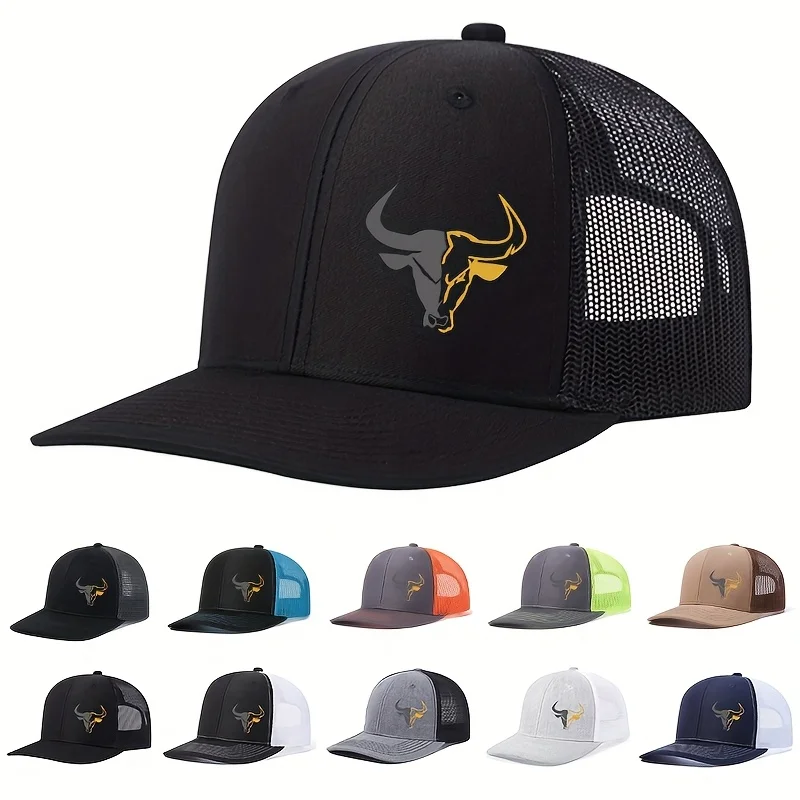 BullHeadPrintBreathableMeshHatsSummerRichardsonTruckDriverHatMenWomenOutdoorBaseballCapFishingPeakedCaps-AliExpress200000297