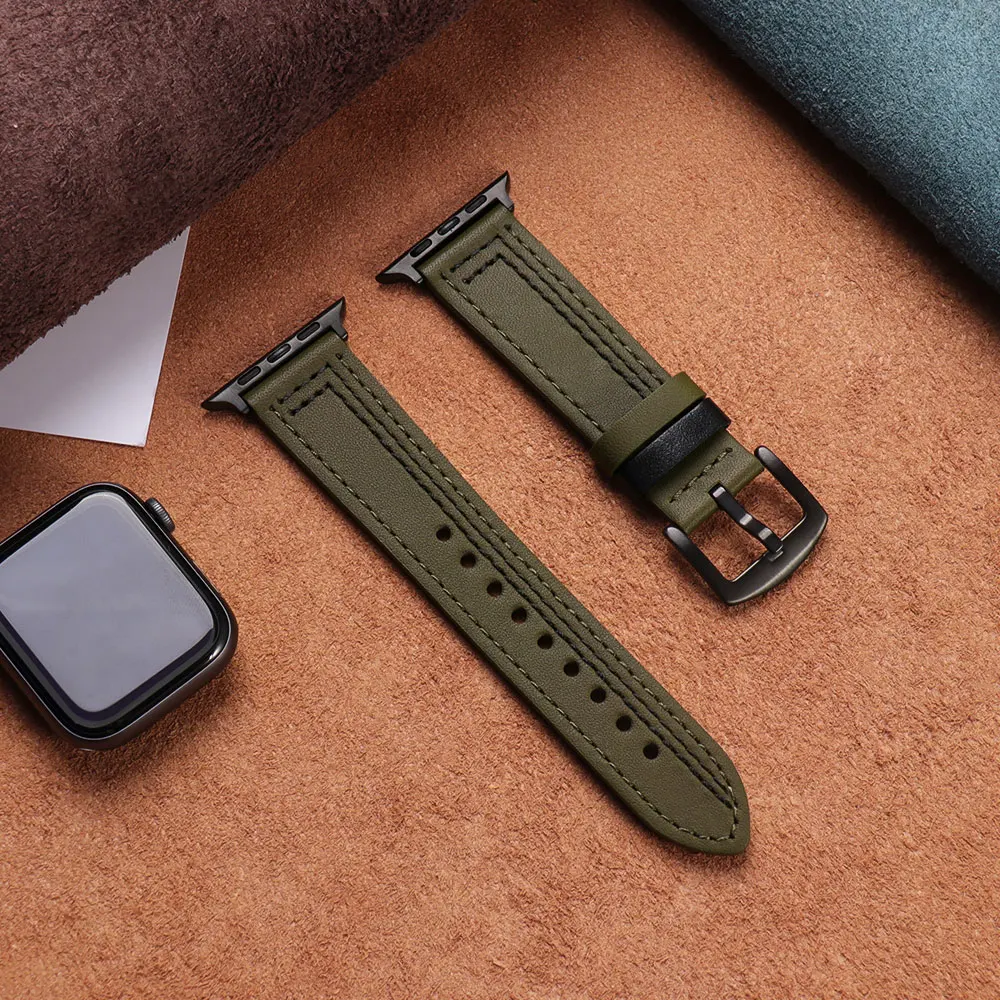 Elegant Leather Loop Strap for Apple Watch – Premium Sport Bracelet Accessory