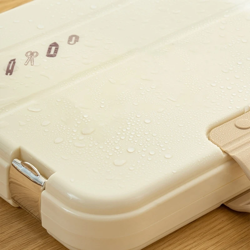 손잡이가 있는 4개의 플라스틱 파일 보관 상자 다기능 데스크 정리 파일 상자