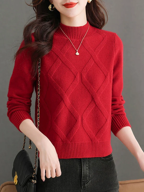 Fashionable Thickened Short Half-High Collar Knitted Base Shirt for Women Casual Loose Fit Autumn Winter Warm Sweater